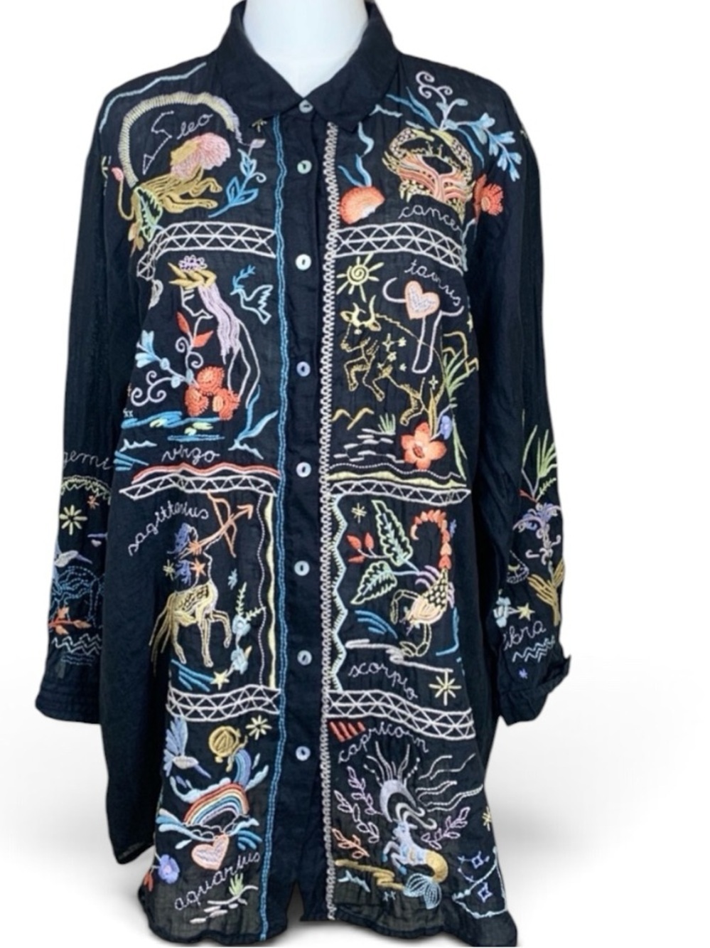 Johnny Was Zodiac Heavily Embroidered Astrology tunic NWT RARE